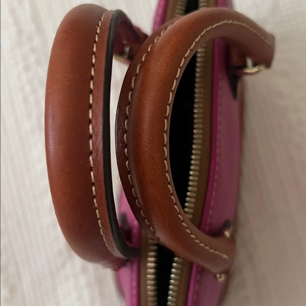 Dooney & Bourke Fuchsia and Brown Satchel - Picture 8 of 9